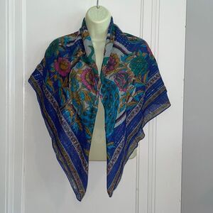 Boho peacock scarf with metallic threads